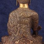 Pure Brass Handcrafted Medicine Buddha Statue with Dragon Carvings - 22"